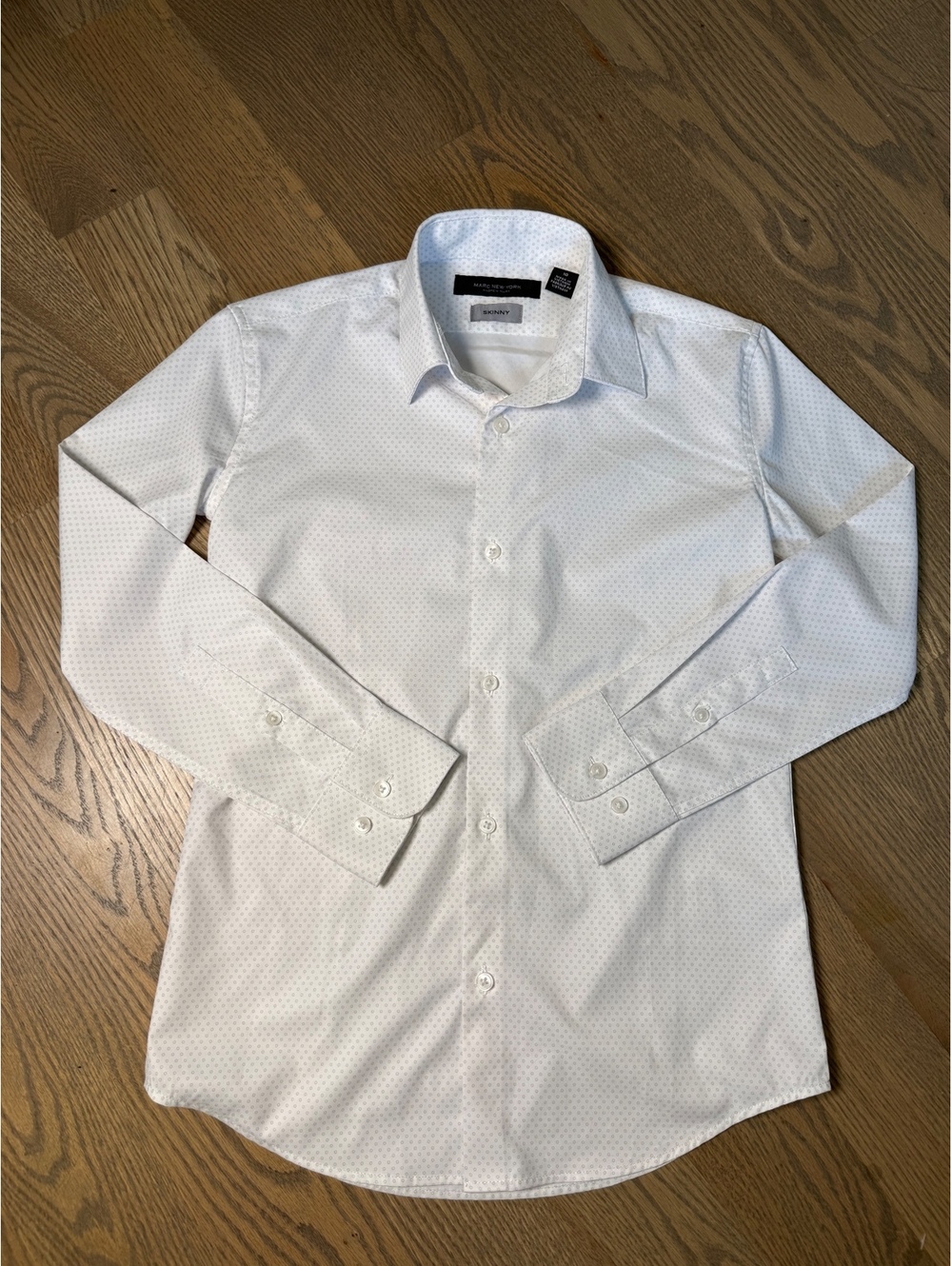 Marc New York Boys' White Skinny Dress Shirt with Subtle Pattern